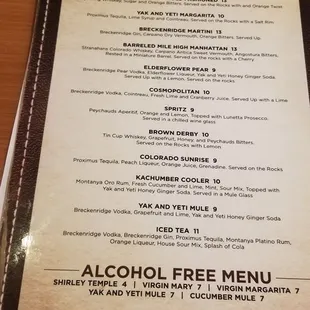 Cocktails &amp; alcohol free drinks