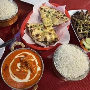 Butter Chicken- naan- Lamb Saag