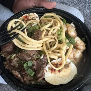 Beef and Shrimp Yakamein