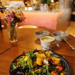 Seasonal salad with mango dressing!
