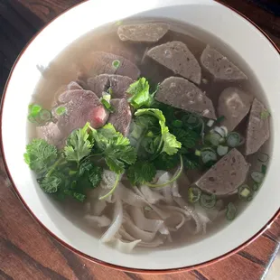 Filet mignon pho with beef meatballs and tripe! So authentic