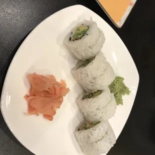 &quot;Green&quot; roll (aka cucumber, tempura asparagus, and spicy mayo (my mayo was put on the side))