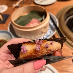 Sushi - Grilled Cod Wagyu Yukhoe Hand Roll - super delicious