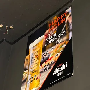 Asahi happy hour 5-6:30