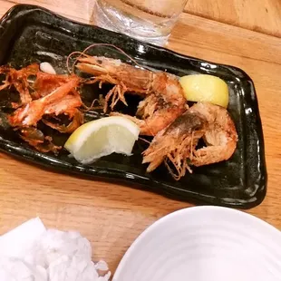 ebi karaage with lemon and mayo