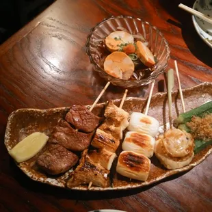 Ankimo and various yakitori