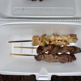 Chicken and beef skewer