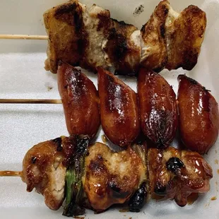 skewered meat and vegetables