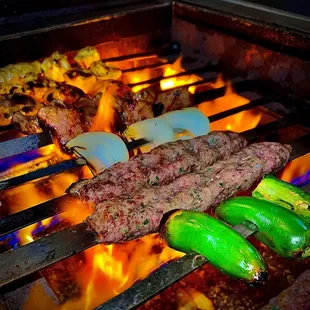 Kabobs , chicken and veggies cooked to perfection