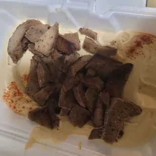 Hummus with gyro meat