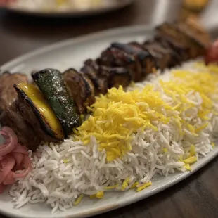 Beef shish kabob.