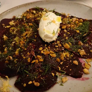 Charred Beet Carpaccio - wow this is how beet is meant to taste