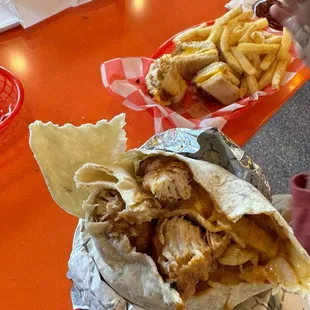 a chicken sandwich and french fries