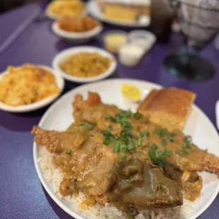 6 oz. Mac 'n Cheese 6 oz. Candied Yams 6 oz. Cajun Corn Fried Catfish