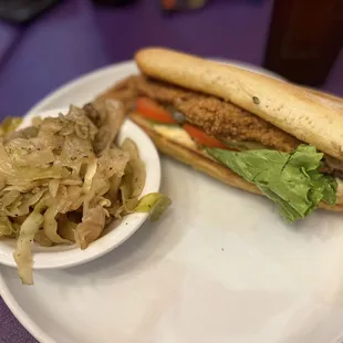 Catfish Po-Boy with Fried Cabbage