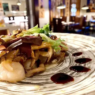 Foie Gras Scallops - marinated scallops with mushrooms and seared foie
