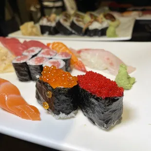 a plate of sushi on a table