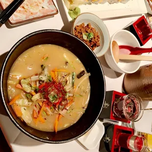 Veggie ramen, added spicy ground pork