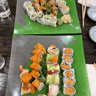 4. Sweet Potato Roll, 5. Rainbow Roll, California Roll, Shrimp Tempura Roll, 18. Sunset Roll