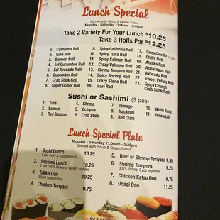 menu