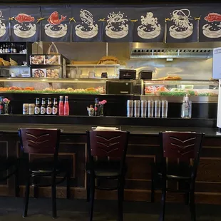 interior, sushi and sashimi