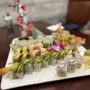 a plate of sushi