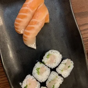 Salmon Sashimi and Yellowtail Roll