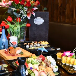 interior, sushi and sashimi