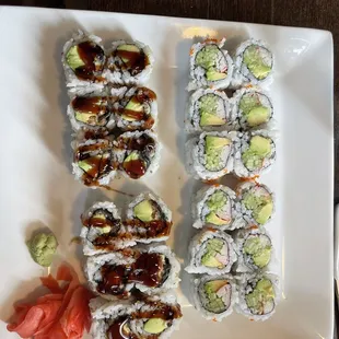 California roll and Eel roll