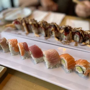 Rainbow Roll and Dragon roll