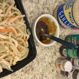 Hot and spicy chicken udon....