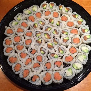 a plate of sushi on a table
