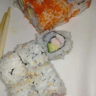 CA Roll C (top) and shrimp and avocado roll