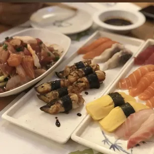 sashimi, sushi and sashimi, food, sushi