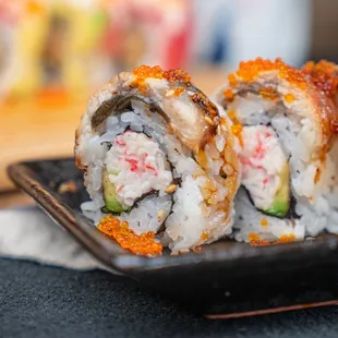 a closeup of the sushi