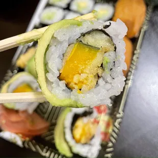 Close up of the veggy dragon roll!