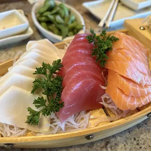 Sashimi...Escolar, Tuna, Salmon