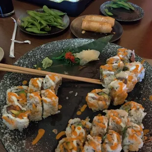 Spicy tuna roll &amp; spicy yellowtail roll.