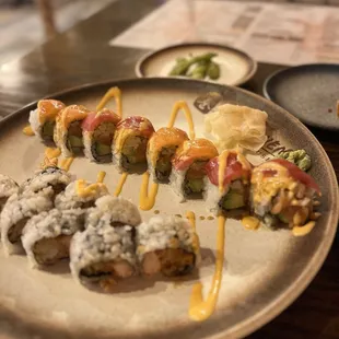 Shrimp Tempura Roll Earthquake roll Edamame Spring roll