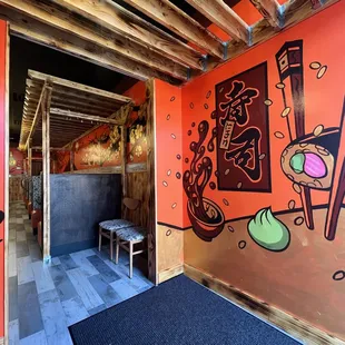 the interior of a sushi restaurant