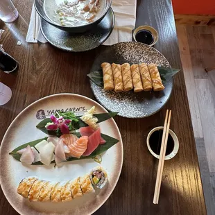 sashimi, sushi, sushi and sashimi, food