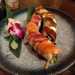 Earthquake roll and Dragon roll that we ordered. Both were great and filling.