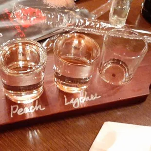 Sake flights served cold. So good