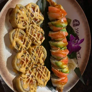 Left: Volcano roll  Right: Hawaii roll