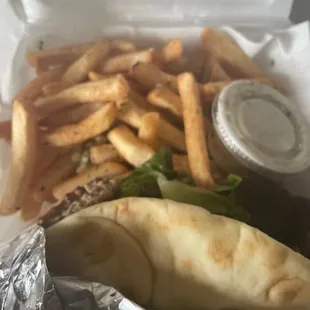Super gyro with garlic fries