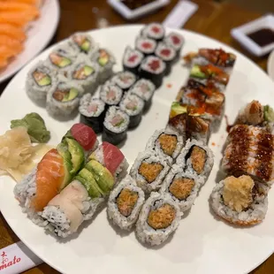 a variety of sushi on a plate