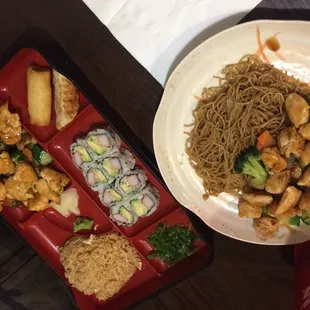 The chicken bento and chicken yaki soba. Both are delicious!