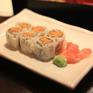 a plate of sushi on a table