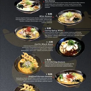 a menu for a traditional ramen