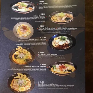 New Ramen menu